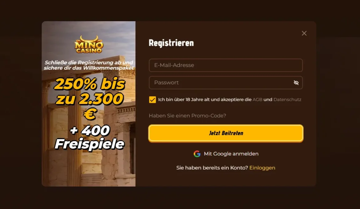 Mino Casino Registrierung